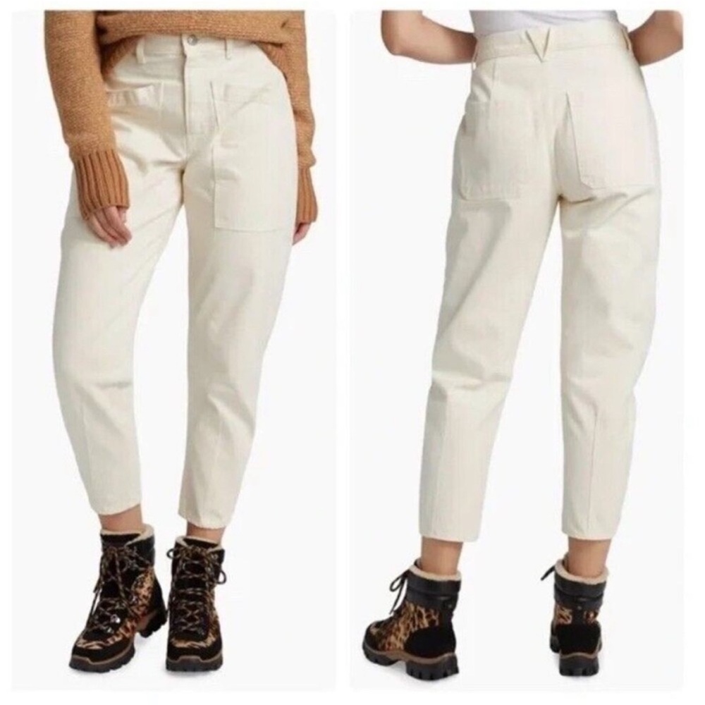 Veronica Beard Charlie Barrel Leg high rise Cream Jeans